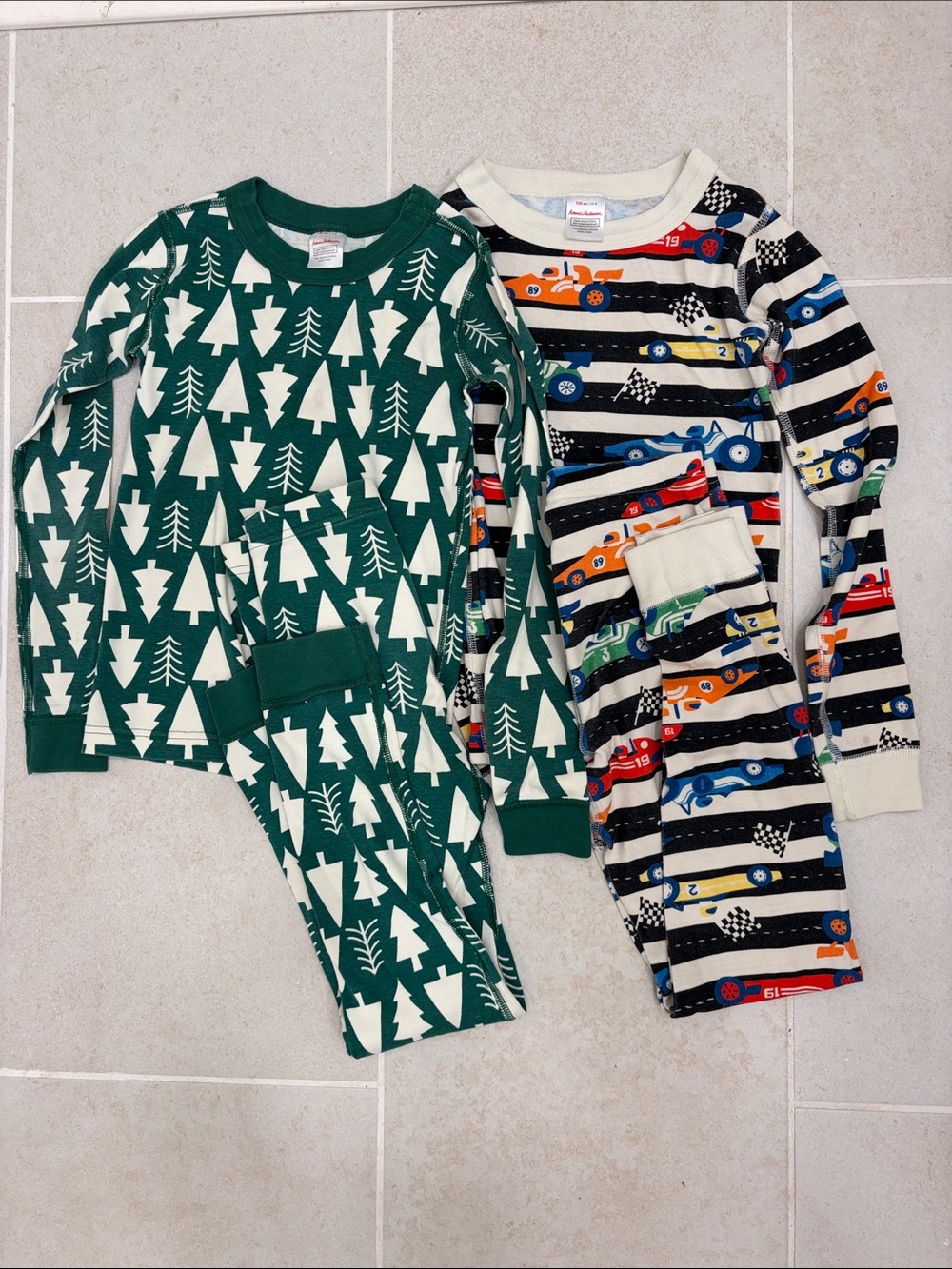 Kids Green Tree & Striped Racecar Pajama Sets - Organic Cotton